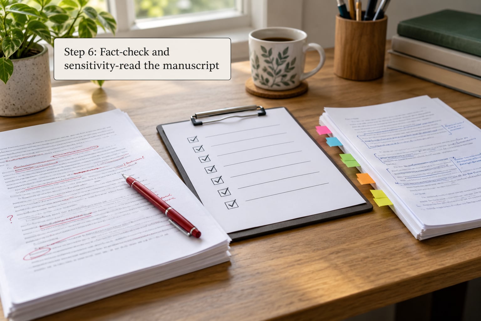 Step 6: Fact-check and sensitivity-read the manuscript