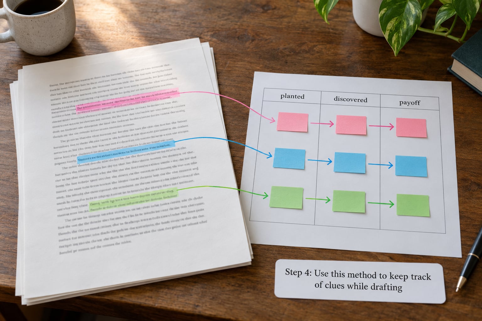 Step 4: Use this method to keep track of clues while drafting