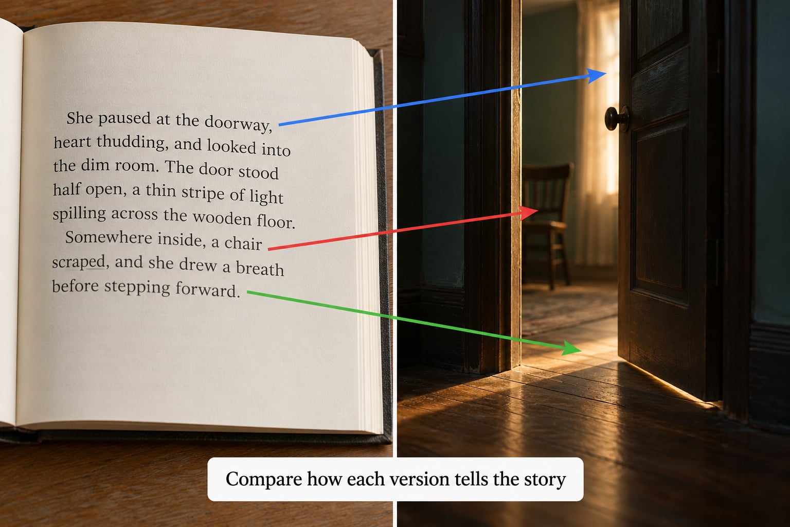 Compare how each version tells the story