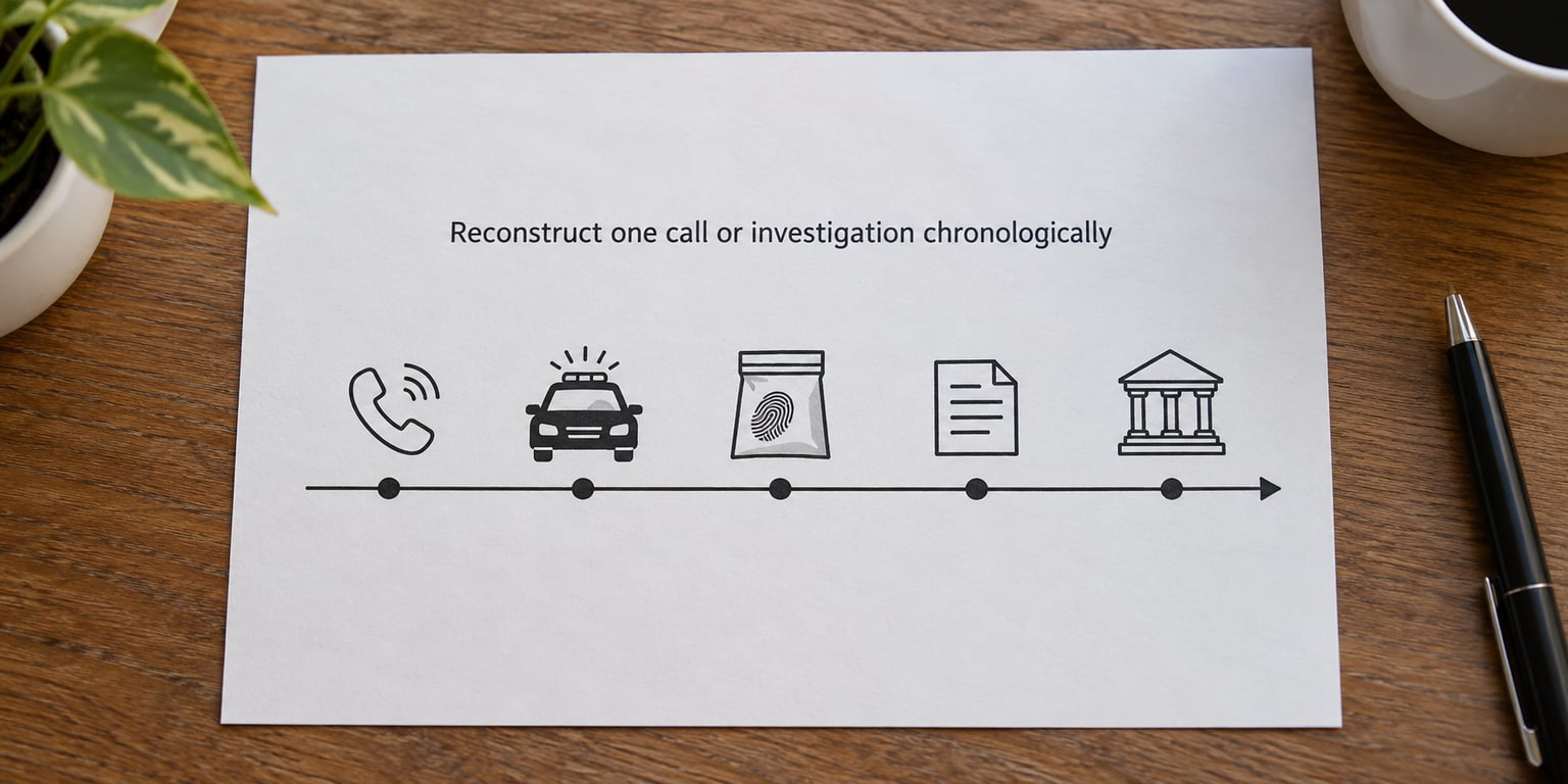 Reconstruct one call or investigation chronologically