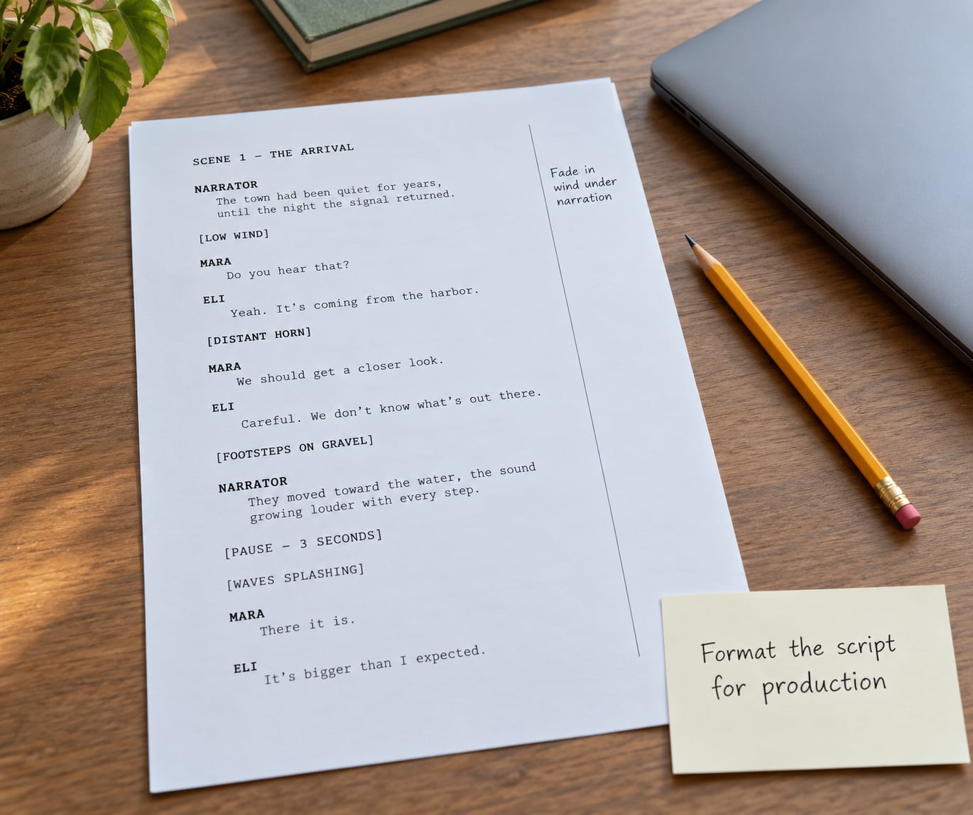 Format the script for production